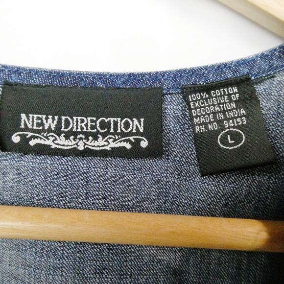 Vintage New Direction Southwestern Embroidered Jacket Sz L Blue Denim Beaded NOS - Picture 2 of 11